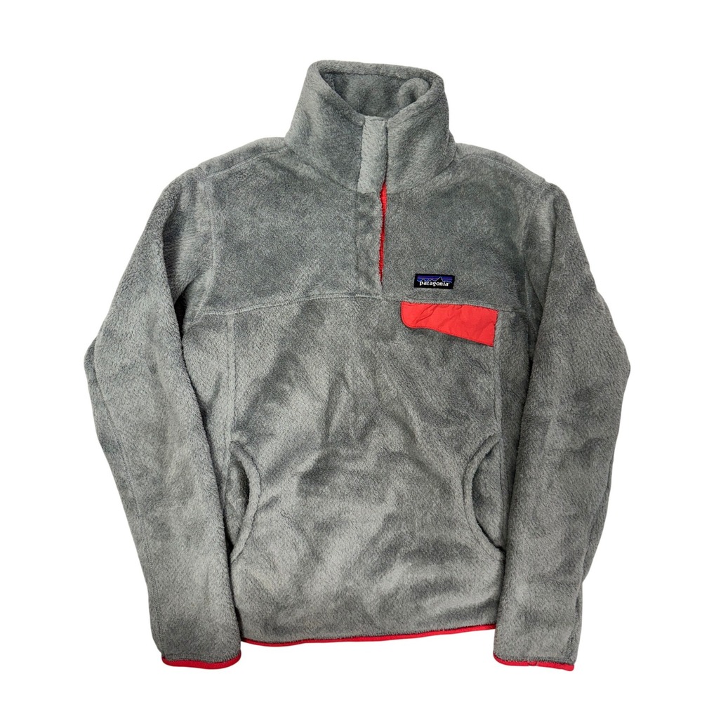 Patagonia Re-Tool Snap-T Fleece Pullover Gray Red Polartec Women Small